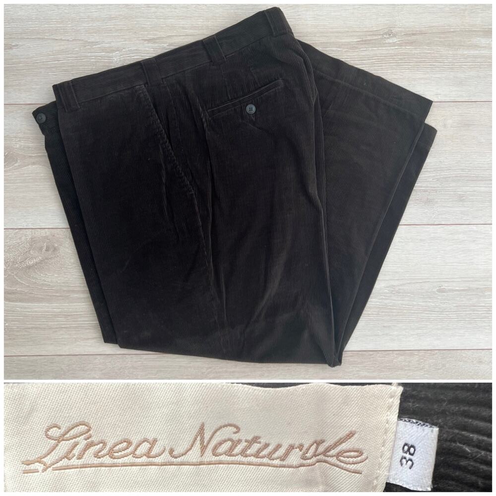 Linea Naturale  Cotton and Cashmere Corduroy Pants Dark Brown Size 38 JP